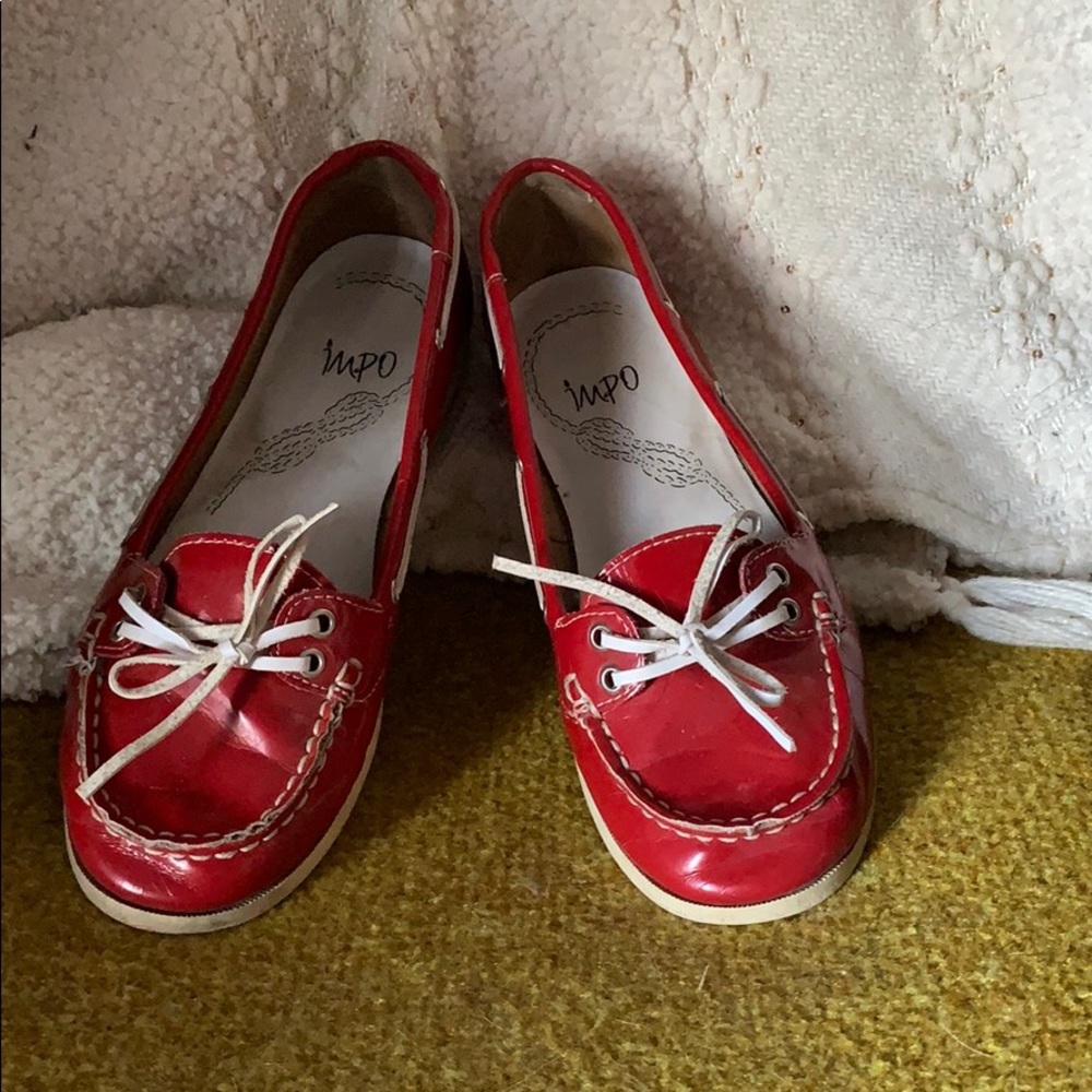 Red boat shoes